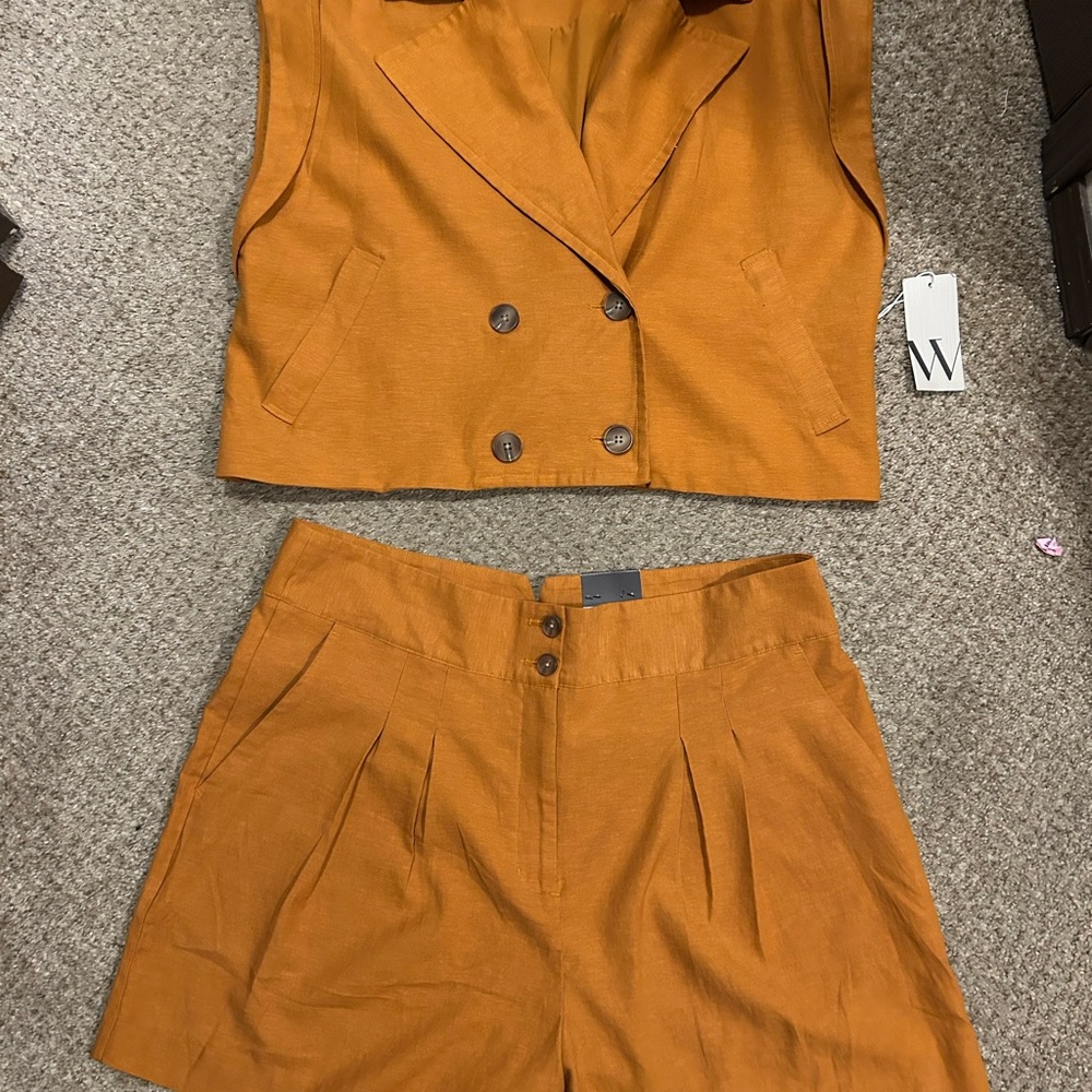 NWT Worthington Sleeveless Double-Breasted Brown Crop Jacket XXL - Picture 6 of 8